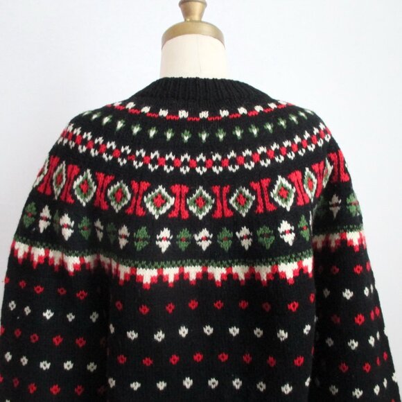 Wool Cardigan Sweater Hand Knit Made in Switzerland Icelandic Nordic Style - Picture 5 of 13